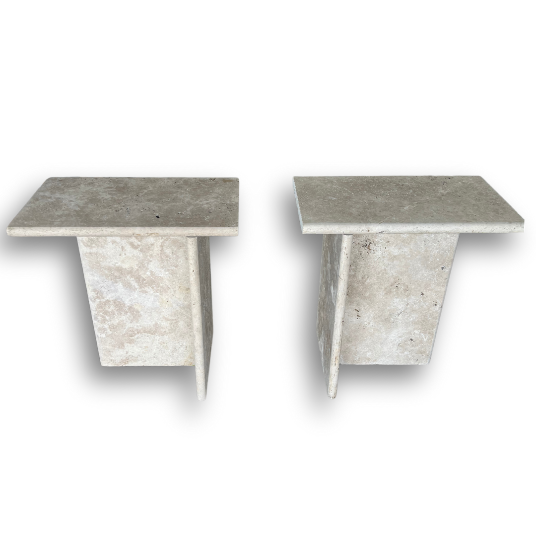 Bella Travertine Side Table - Pair