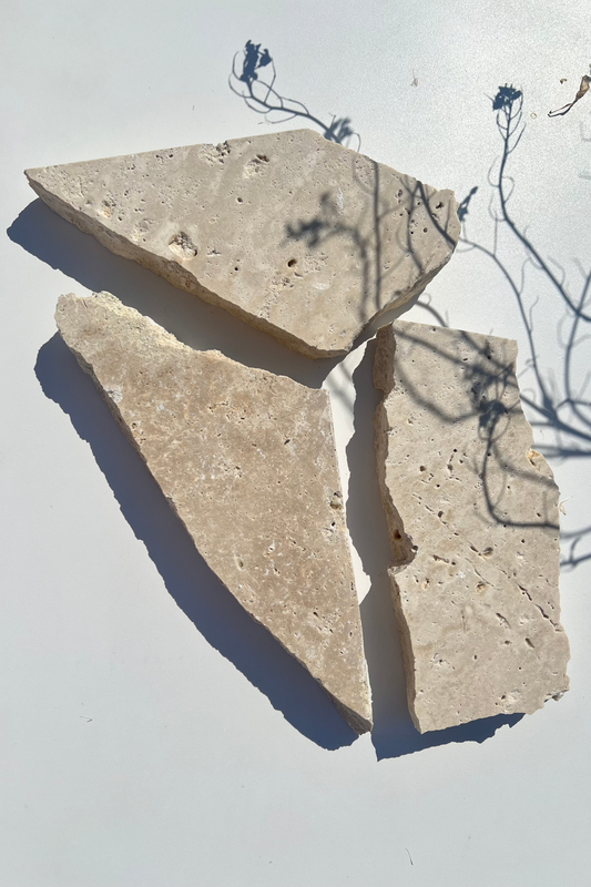 Raw Travertine Stone Slabs - Set of 3